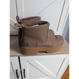 Timberland Cortina Valley Chelsea Boots Taupe Brown Faux Fur A283G Women 10